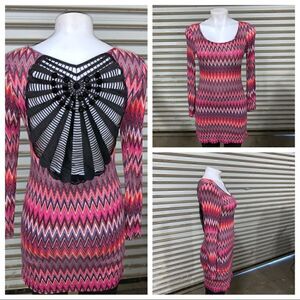 Retro style dress with geometric crochet stretchy beading spider web size small